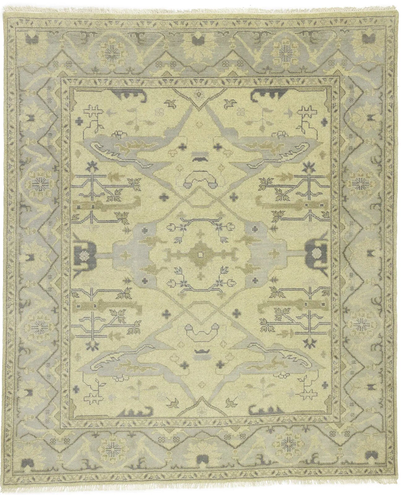 Large Handmade Oushak Oriental Rug Floral Design