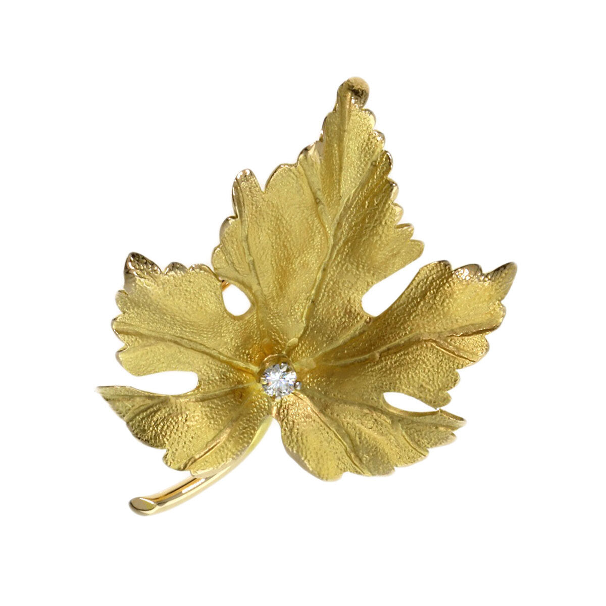 Tiffany&Co. Brooch Leaf Diamond K14 Yellow Gold