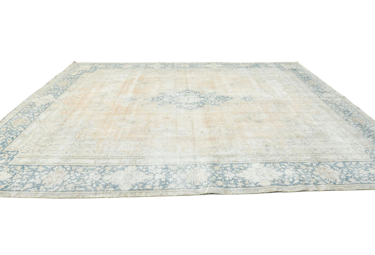 Semi-Antique Floral Distressed Oriental Rug 9X13