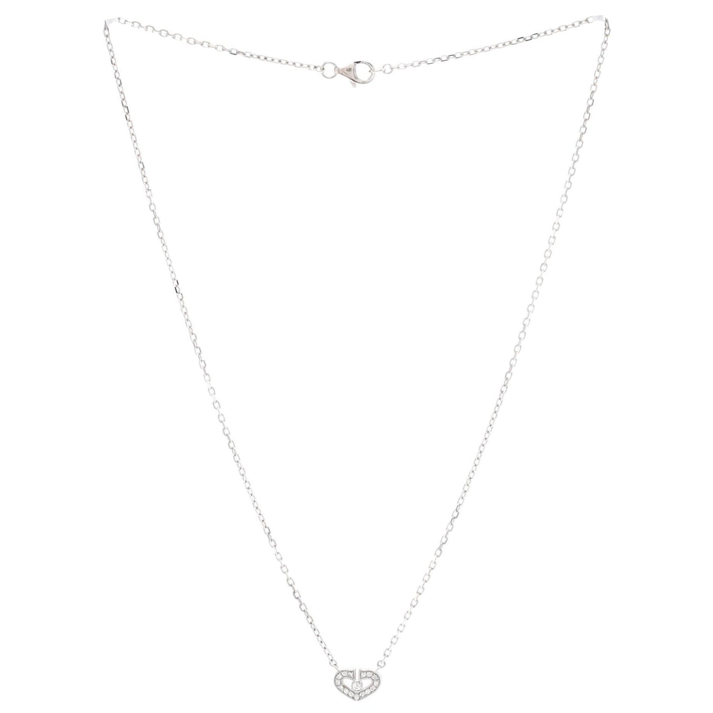 Cartier C Heart De Cartier Pendant Necklace 18K White Gold With Diamonds