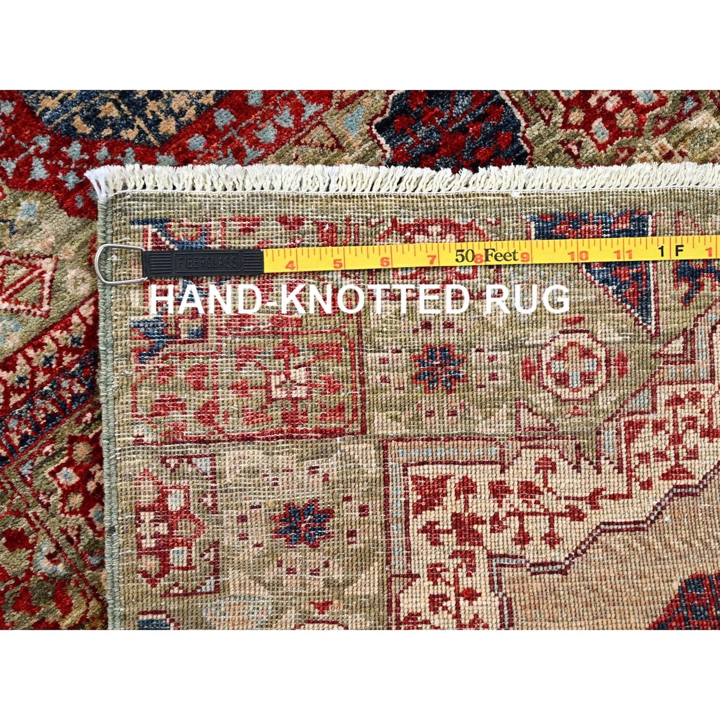 2'4"X24'7" Green Hand Knotted Mamluk Design Pure Wool Xl Runner Rug