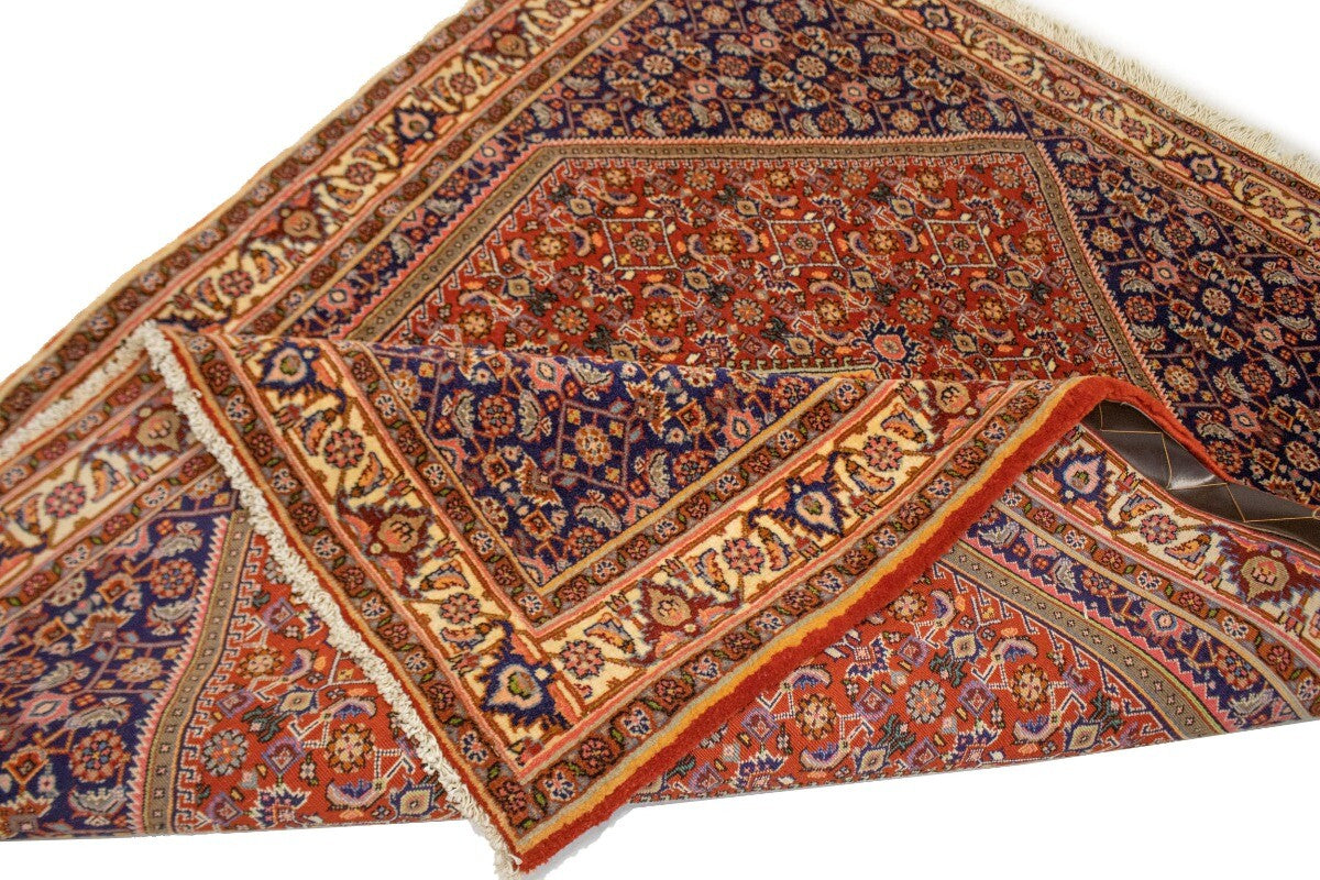 Handmade Vintage Oriental Rug 4X5 Ft Rust Orange