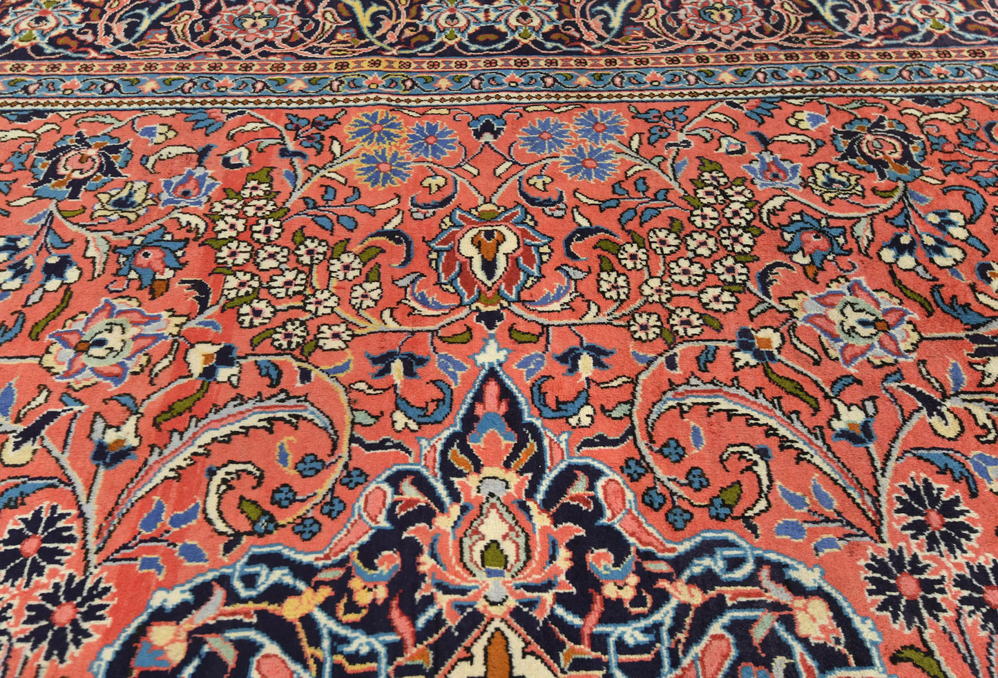Hand-Knotted Vintage Oriental Rug Floral Classic