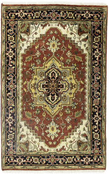 4X6 Ft Geometric Tribal Serapi Rug Wool Oriental