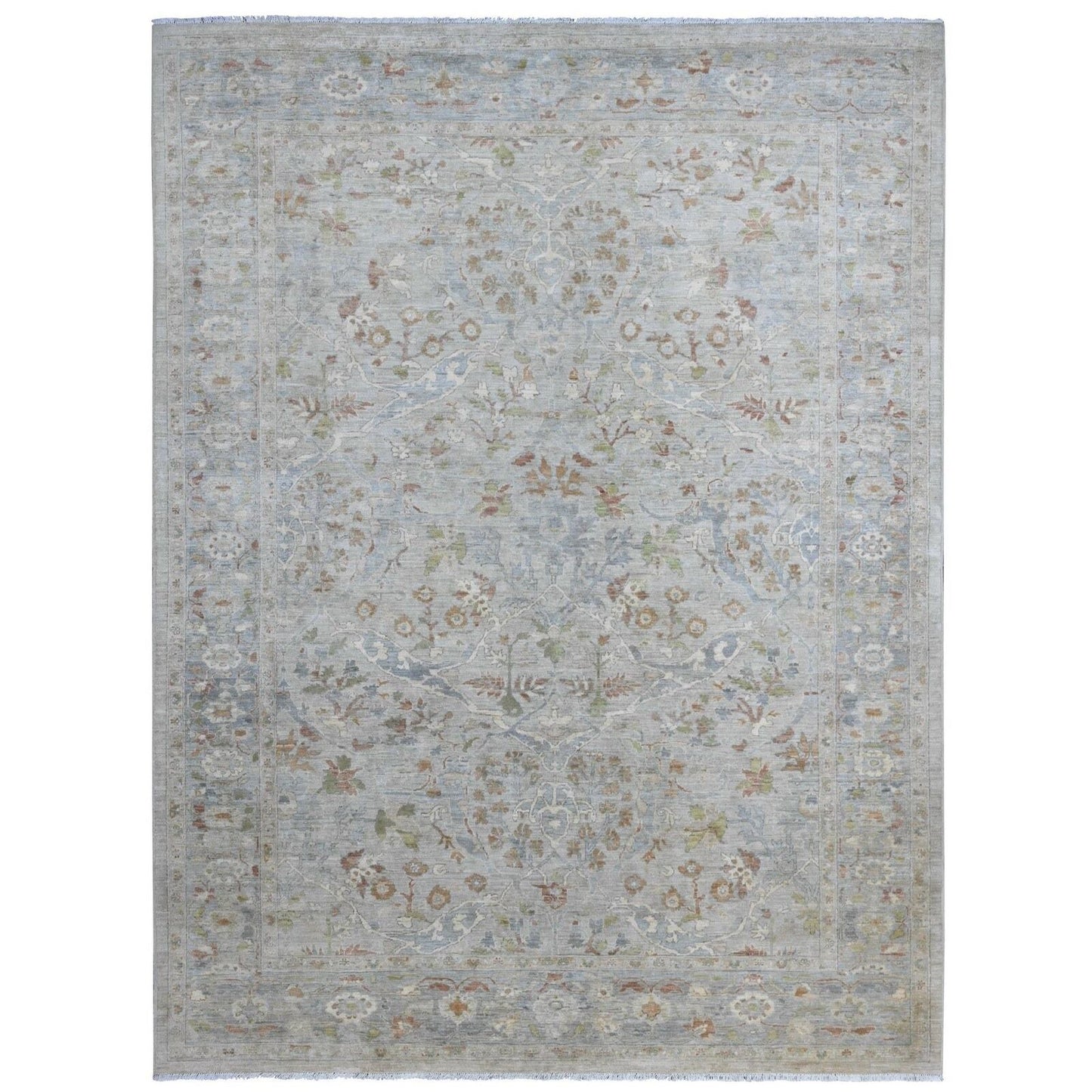 9'X11'10" Gray Hand Knotted Ziegler Mahal Design 100% Wool Oriental Rug