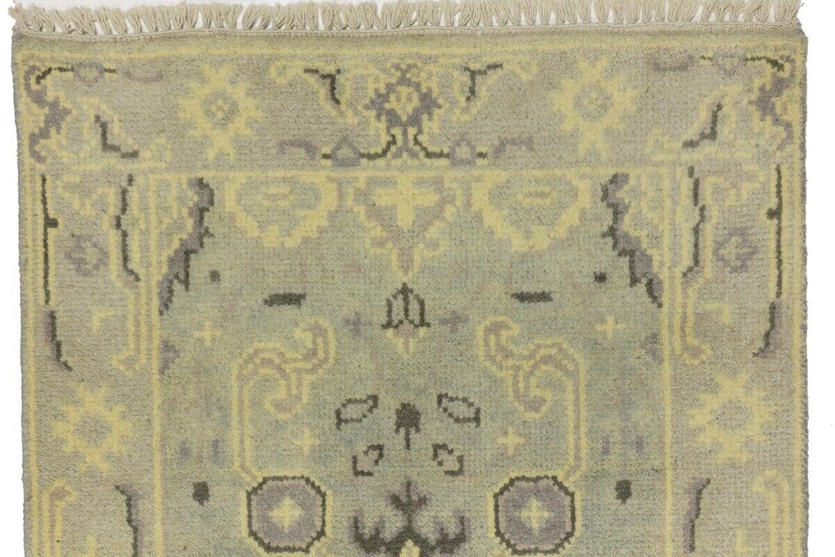 Muted Floral Design Oushak Chobi Runner Rug