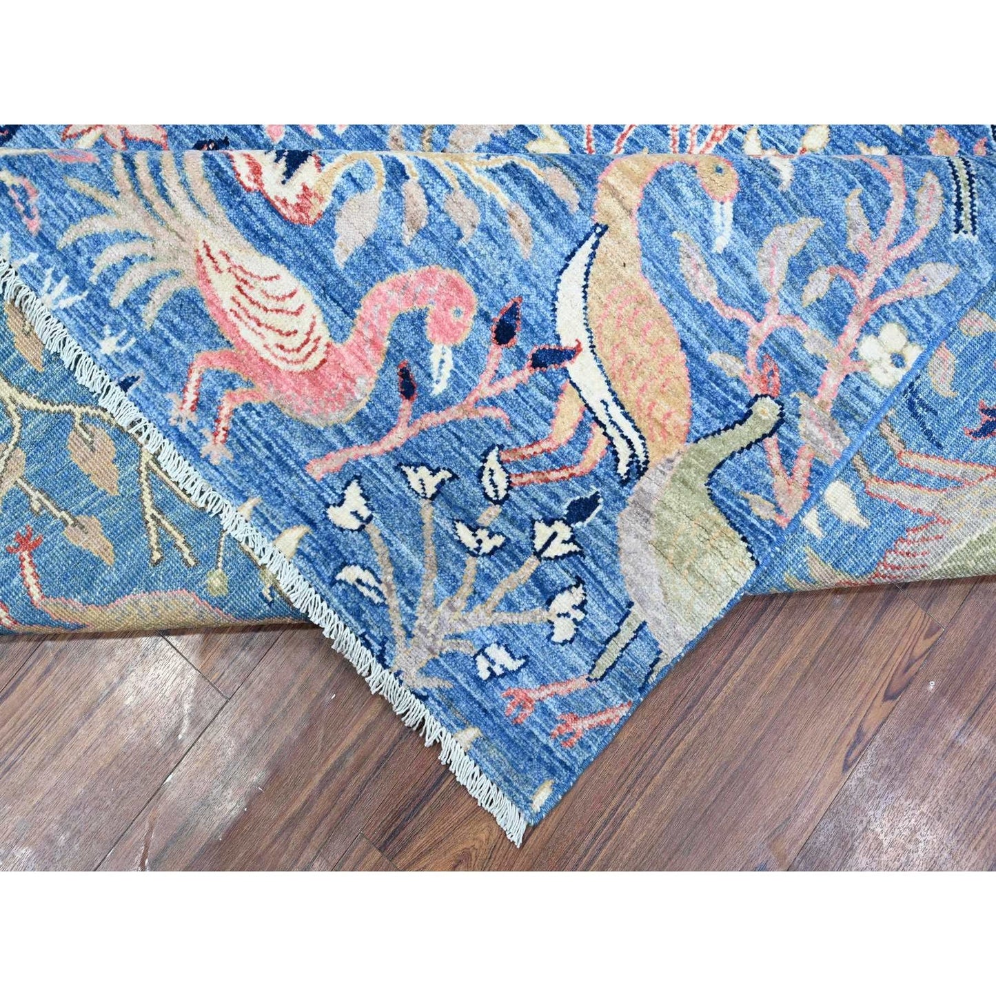 9'X11'10" Blue Wool Tree Of Life Peshawar Hand Knotted Oriental Rug