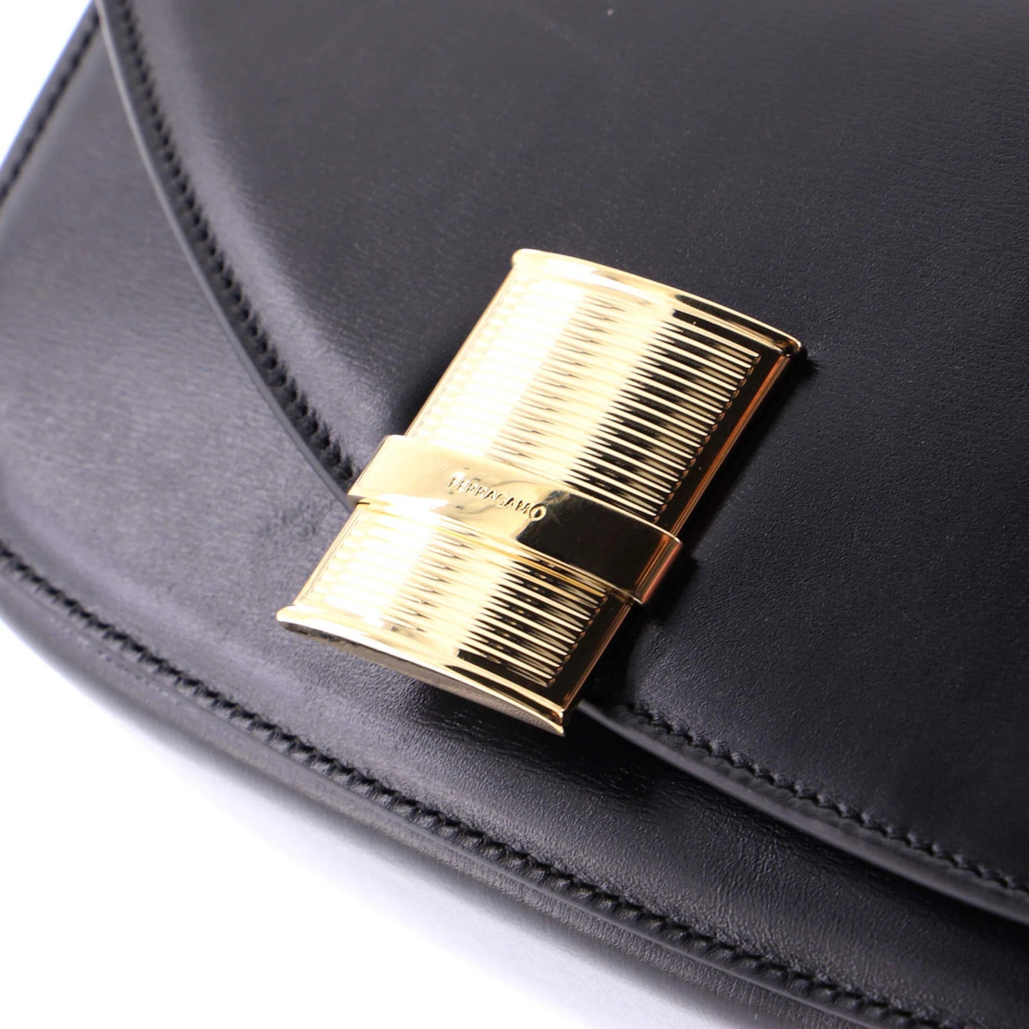 Salvatore Ferragamo Fiamma Chain Crossbody Bag Leather Xs