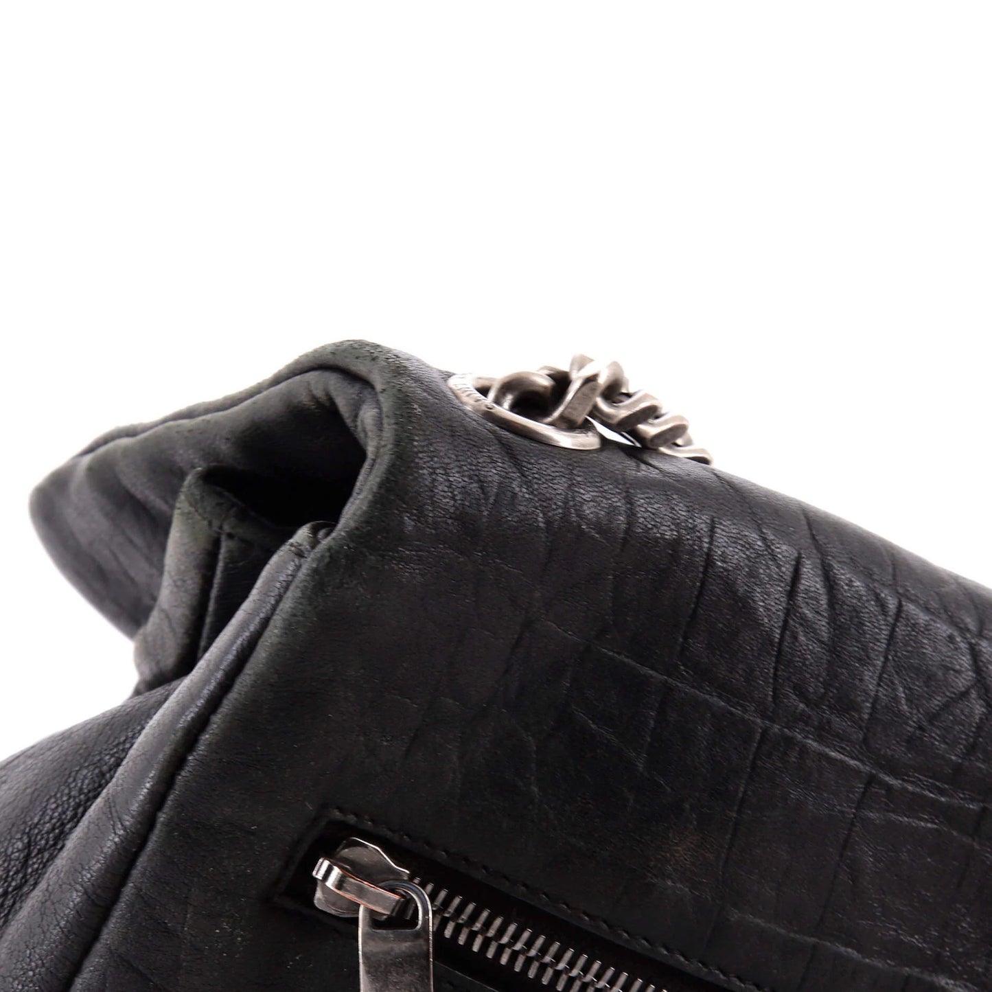 Saint Laurent West Hollywood Shoulder Bag Crocodile Embossed Leather Medium