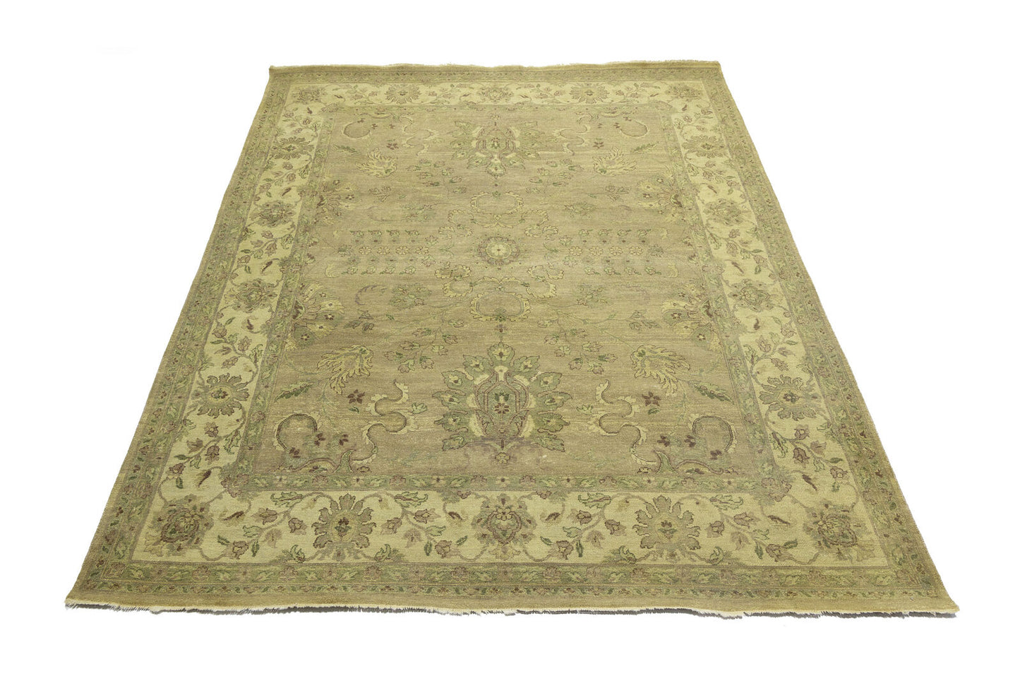 Hand-Knotted Wool Oriental Rug Large Distressed