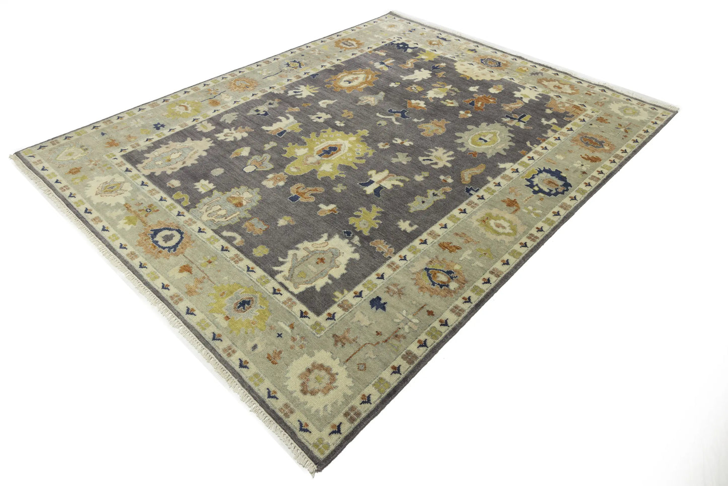 Handmade Oushak Floral Rug Colorfast Oriental