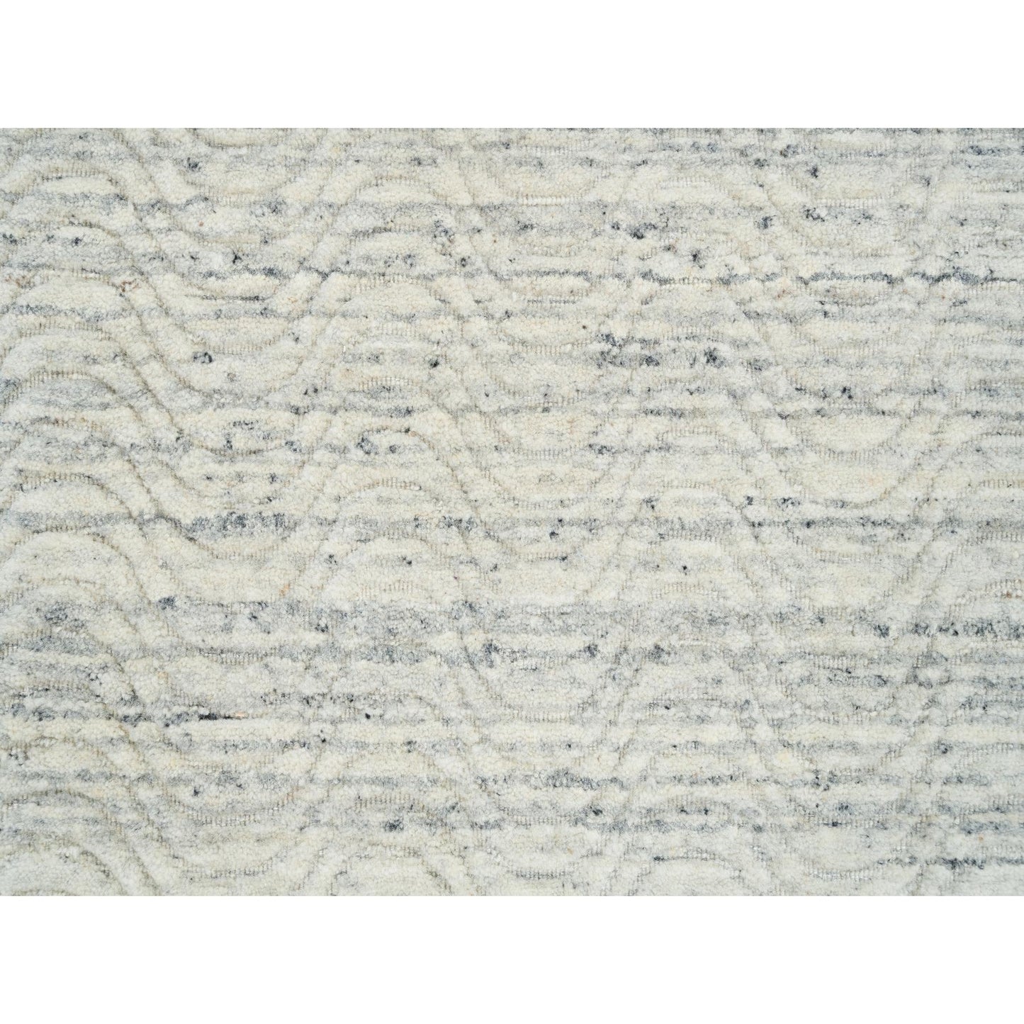 2'5"X12' Beige Modern Design Hand Loomed Natural Wool Runner Rug