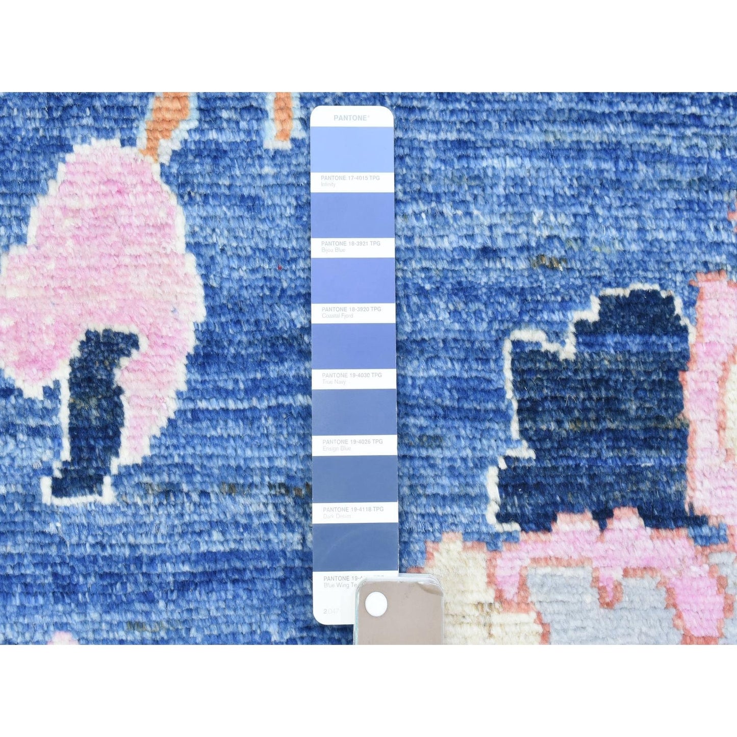 8'2"X10' Denim Blue Hand Knotted Afghan Angora Oushak Pure Wool Rug