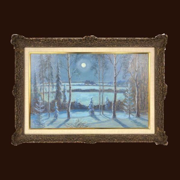 Fedor Denisovich Konstantinov Original Oil Painting Midnight Moon Soviet Russia