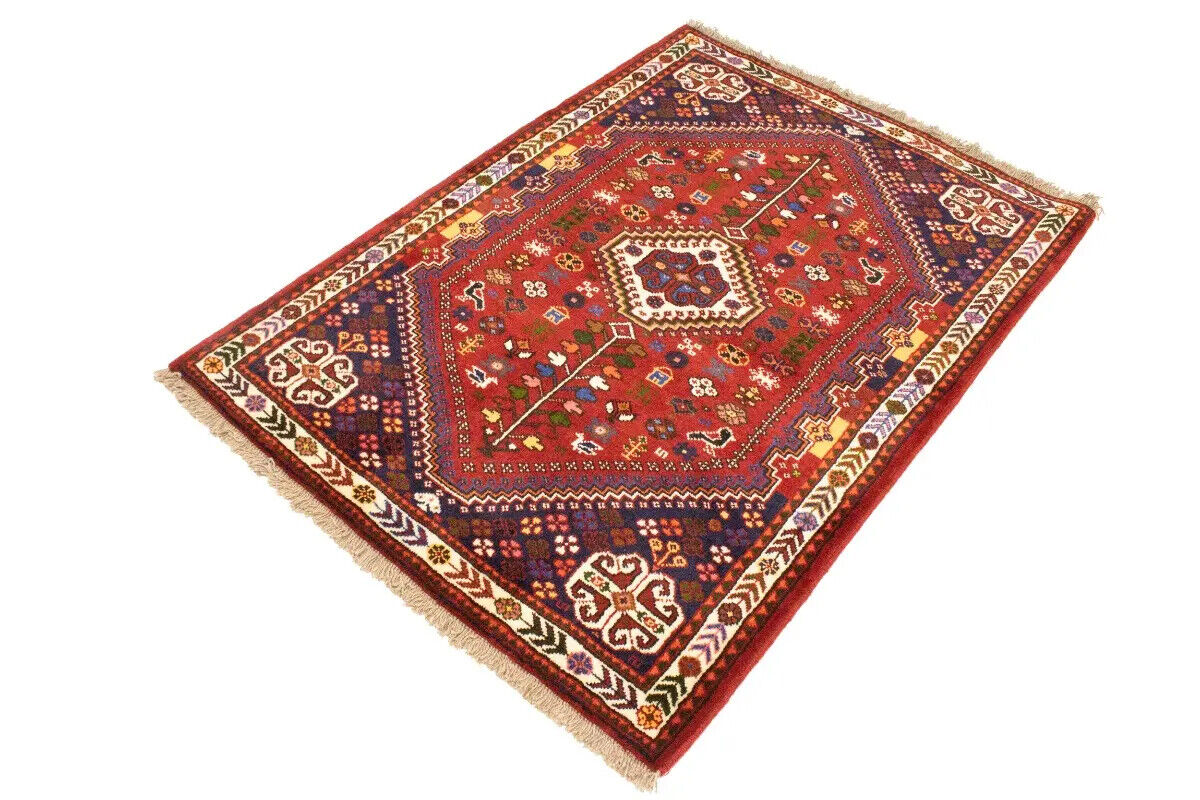 Hand-Knotted Wool Oriental Rug Vintage Tribal