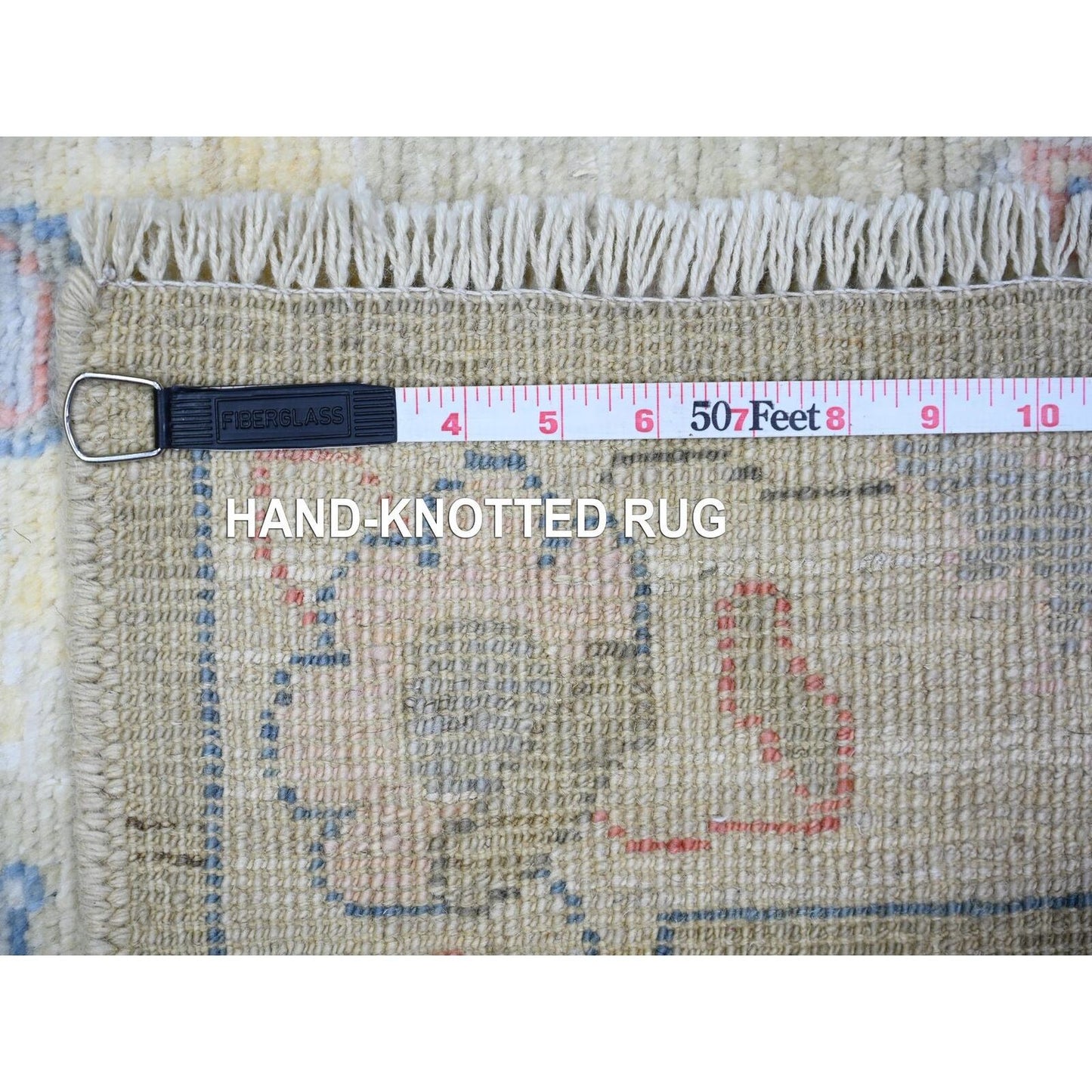 3'X17'7" Goose Gray Hand Knotted Afghan Angora Oushak Wool Runner Rug