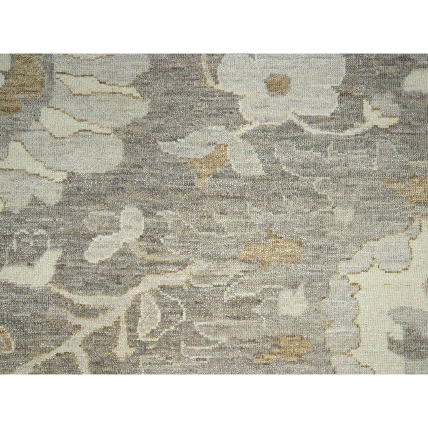 9'X11'10" Gray Hand Knotted Ziegler Mahal Flower Design Wool Oriental Rug
