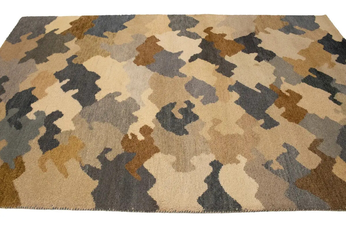 Indo-Gabbeh Modern Multicolor Abstract Rug