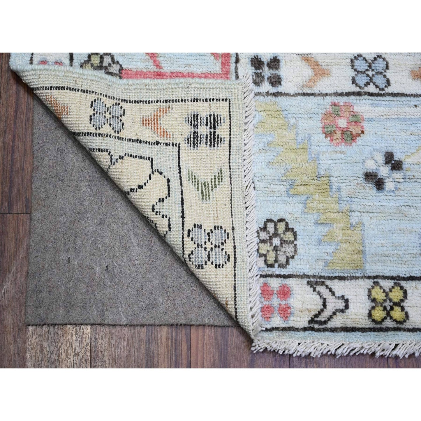 8'2"X10'5" Powder Blue Afghan Angora Oushak Soft Wool Hand Knotted Rug