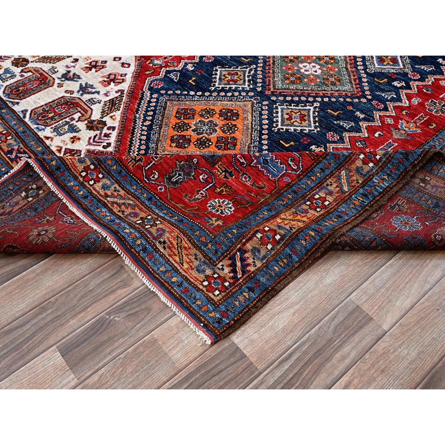 9'1"X12'3" Red Antique Caucasian Design Revival Hand Knotted Pure Wool Rug