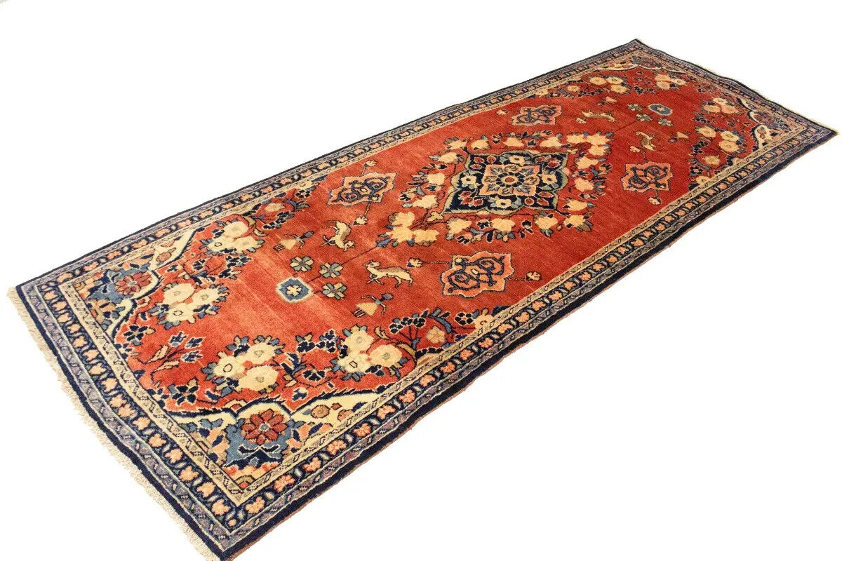 Vintage Oriental Runner Rug Tribal Floral Design