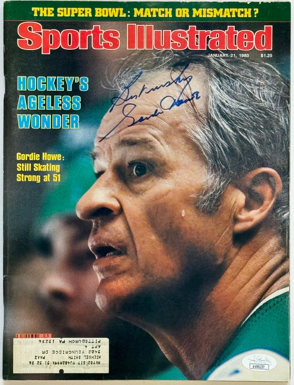 Gordie Howe Autographed Sports Illustrated Magazine January 21 1980 (Jsa)