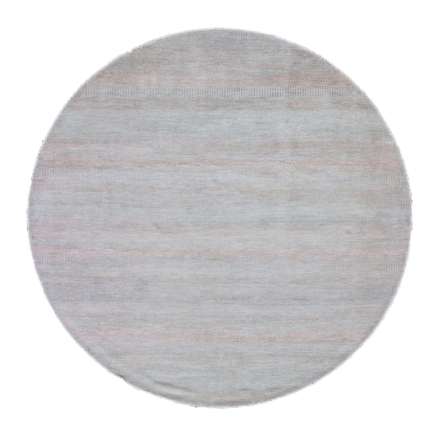 8'X8' Salmon Grass Design Wool And Silk Hand Knotted Round Oriental Rug
