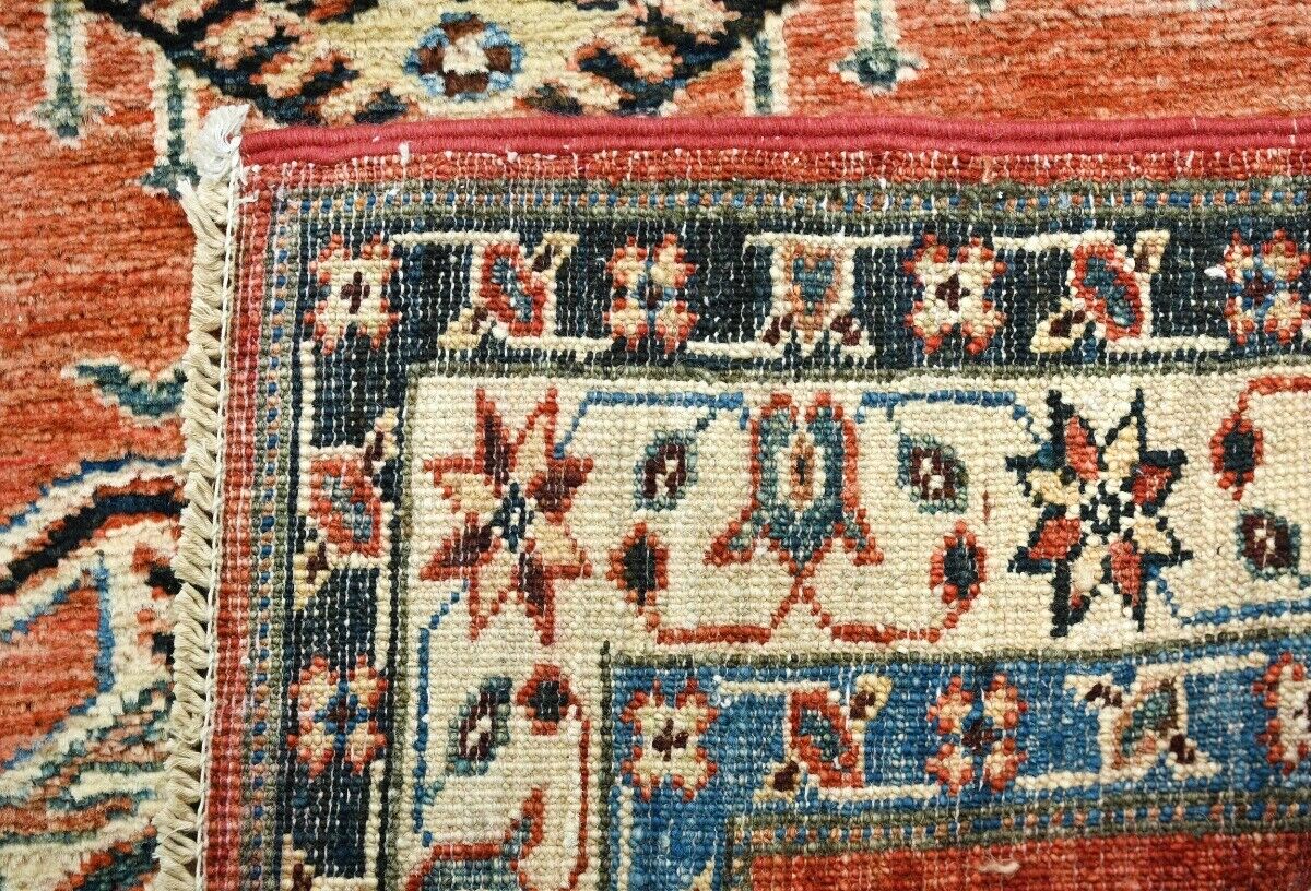 Handmade Kazak Runner Rug Rusty Red Tribal