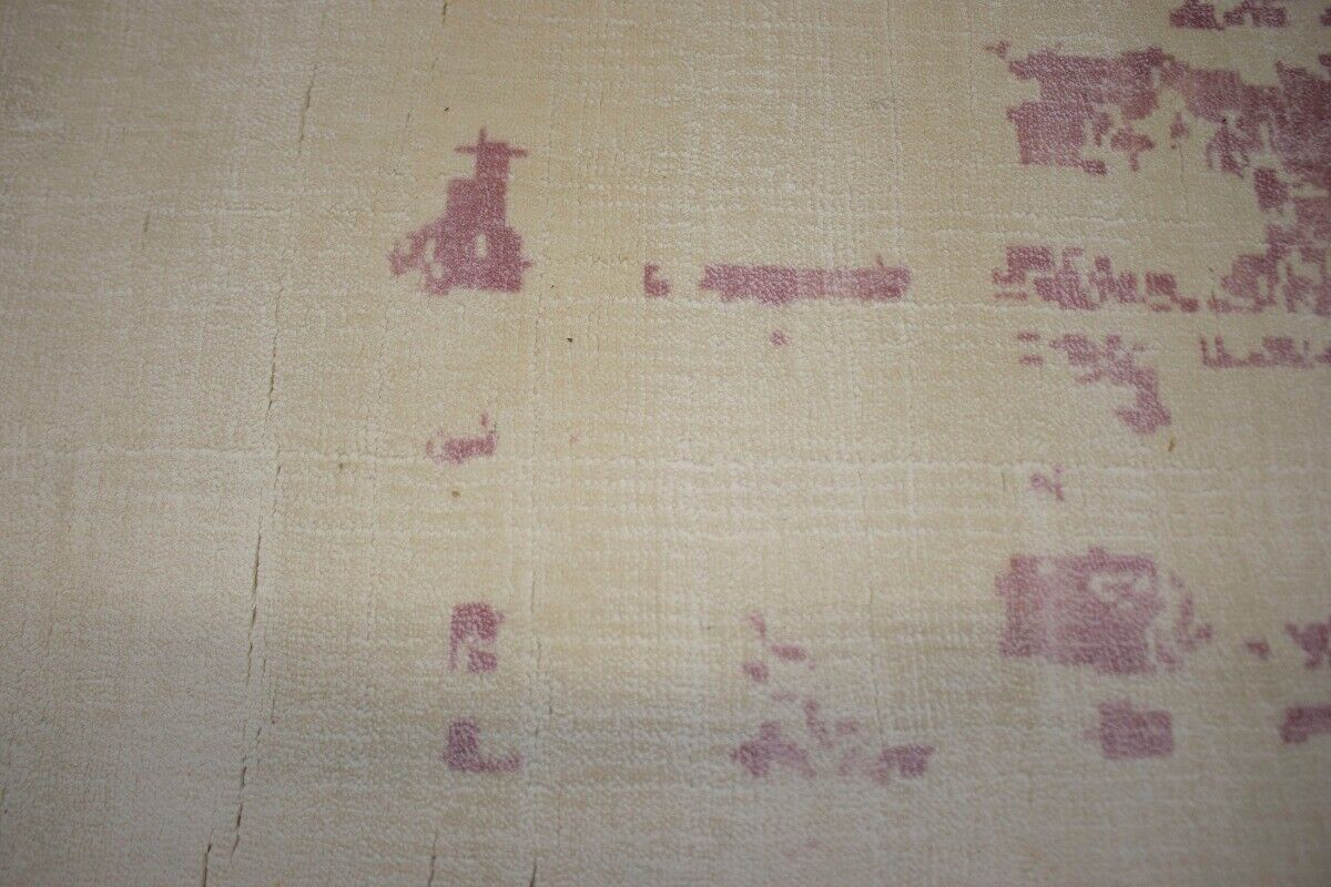 Cream 4X6 Hand-Loomed Distressed Floral Rug