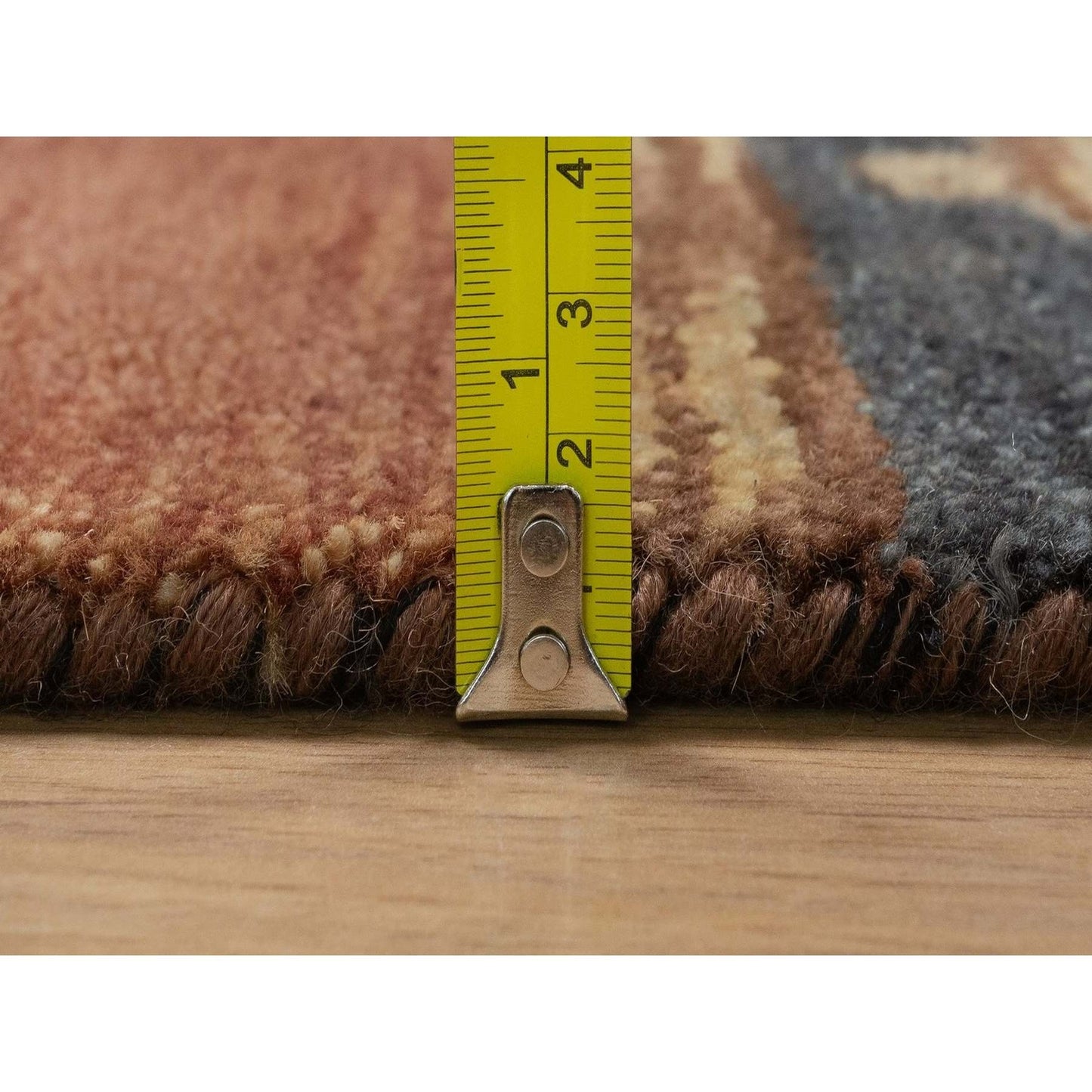 9'1"X12'1" Senna Brown Southwestern Design Hand Knotted Pure Wool Rug