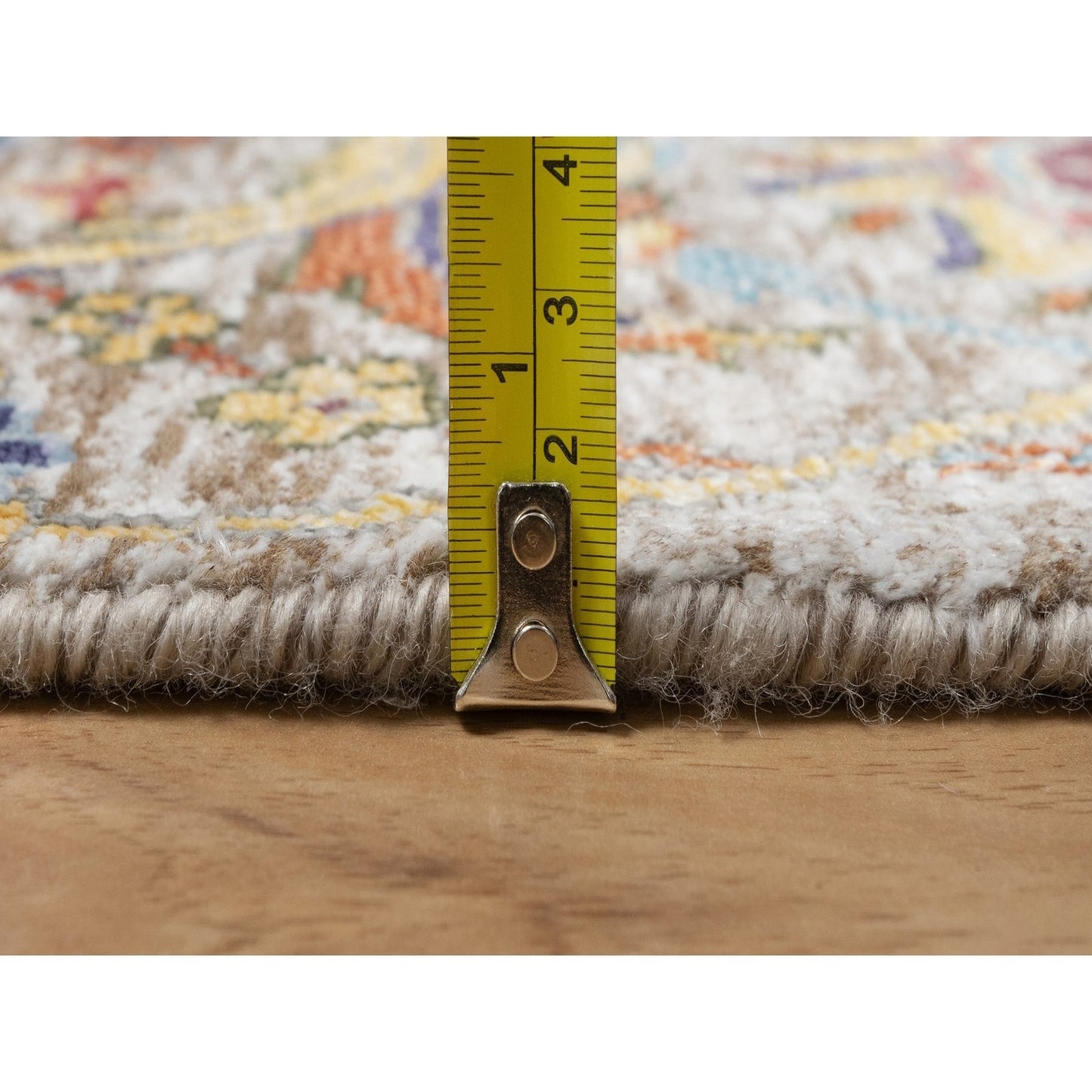 2'7"X23'10" White Sickle Leaf Hand Knotted Silk And Wool Xl Runner Rug