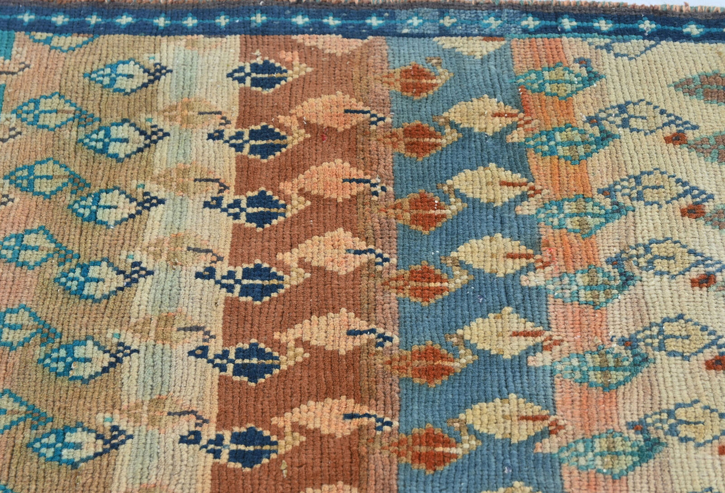 Multicolored Semi-Antique Tribal Oriental Runner