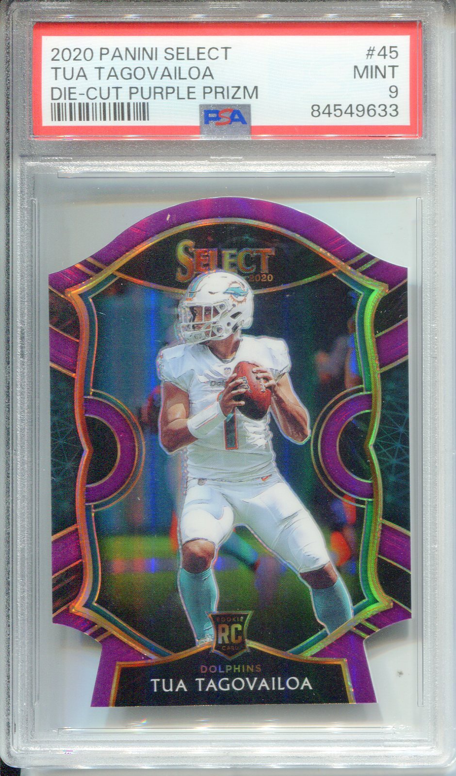 Tua Tagovailoa 2020 Panini Select Die Cut Purple Prizm Rookie Card #45 (Psa 9)