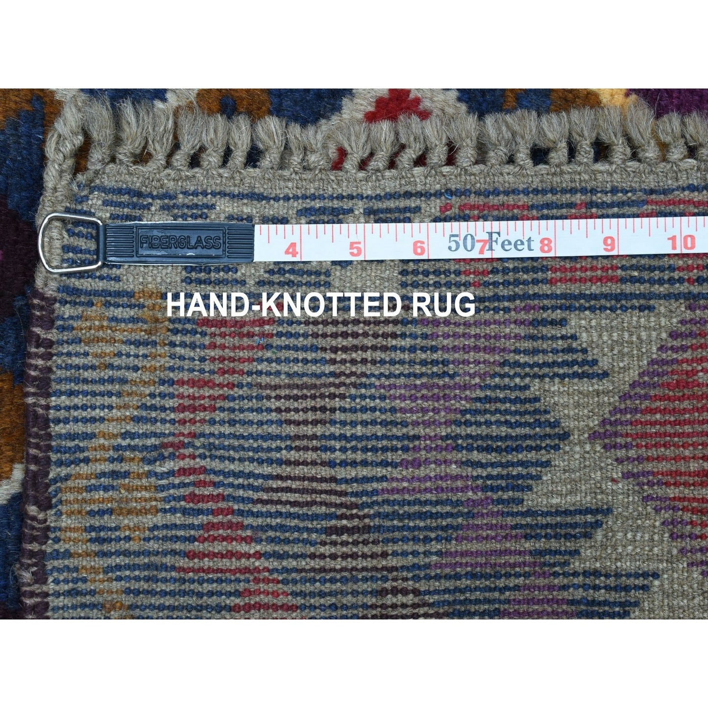 3'8"X5'7" Tribal Design Hand Made Pure Wool Colorful Afghan Village Rug