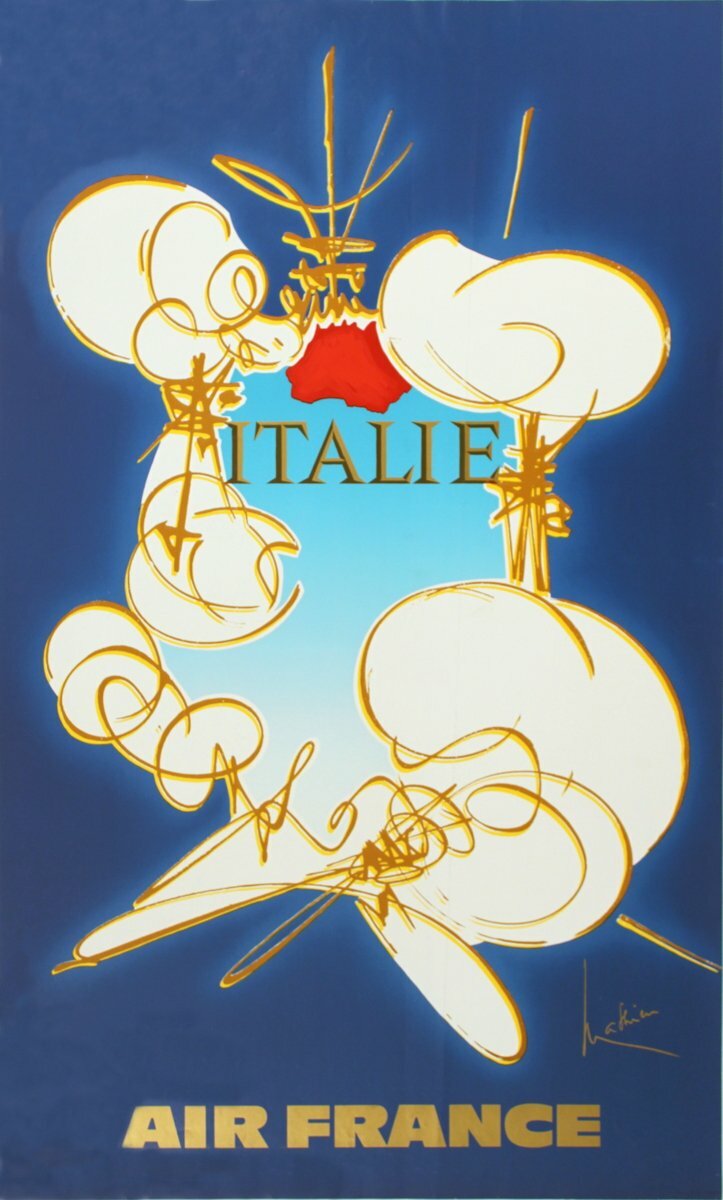 Georges Mathieu Air France: Italie " Poster Contemporary Blue