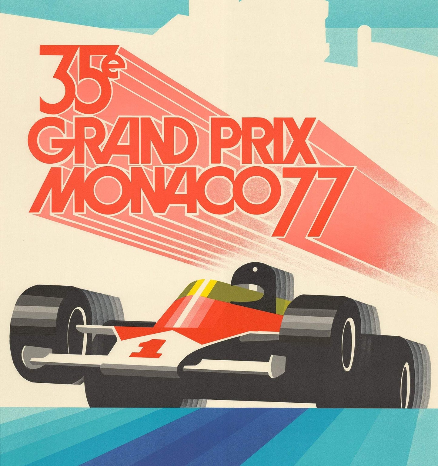 Roland Hugon Monaco Grand Prix " Lithograph Vintage Blue