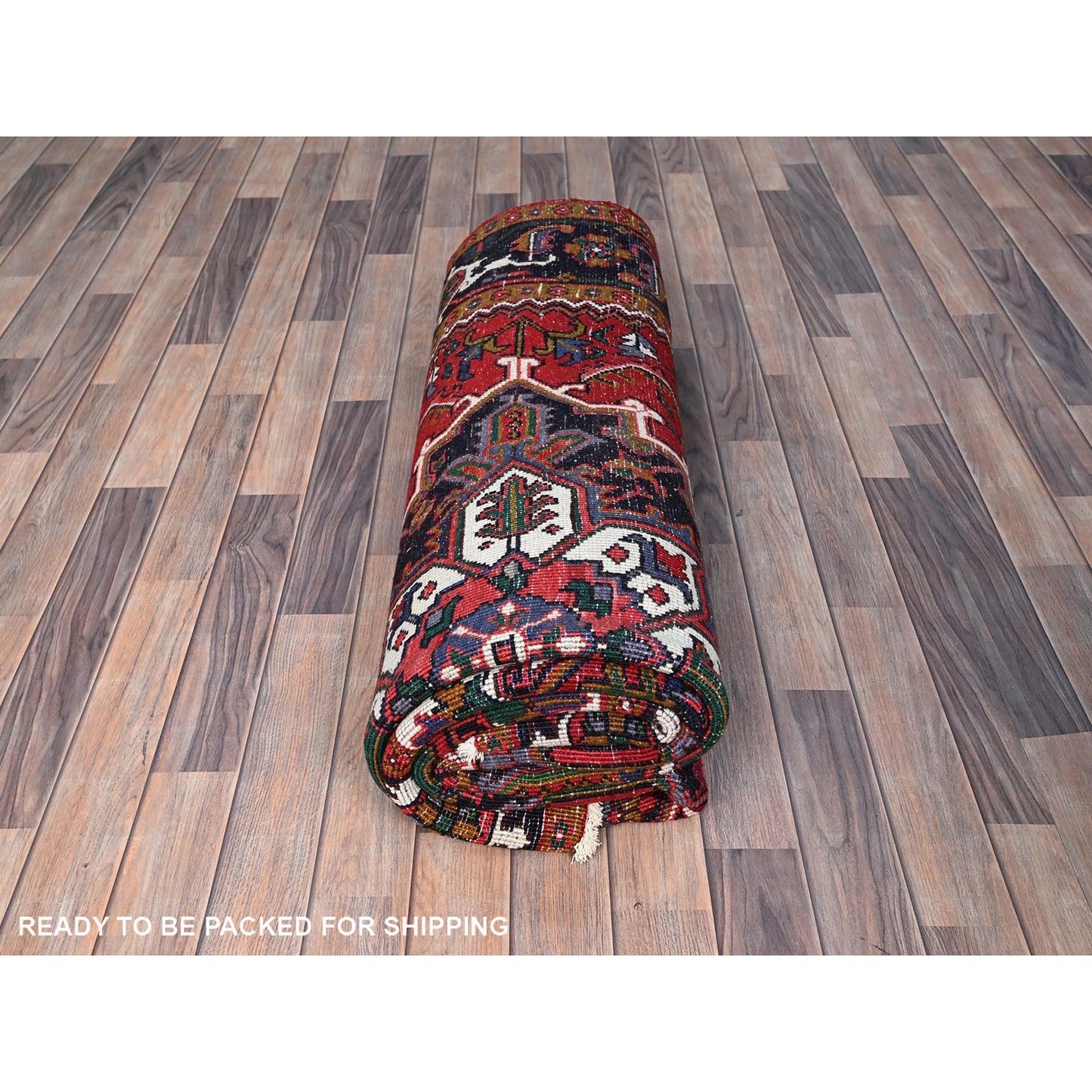 6'7"X9'2" Spanish Red Antique Organic Wool Hand Knotted Oriental Pile Rug