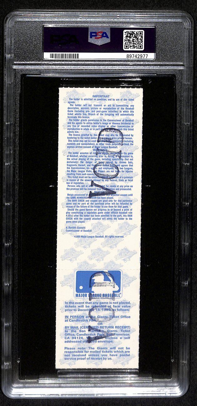 1989 World Series Game 3 Full Ticket A'S Vs.