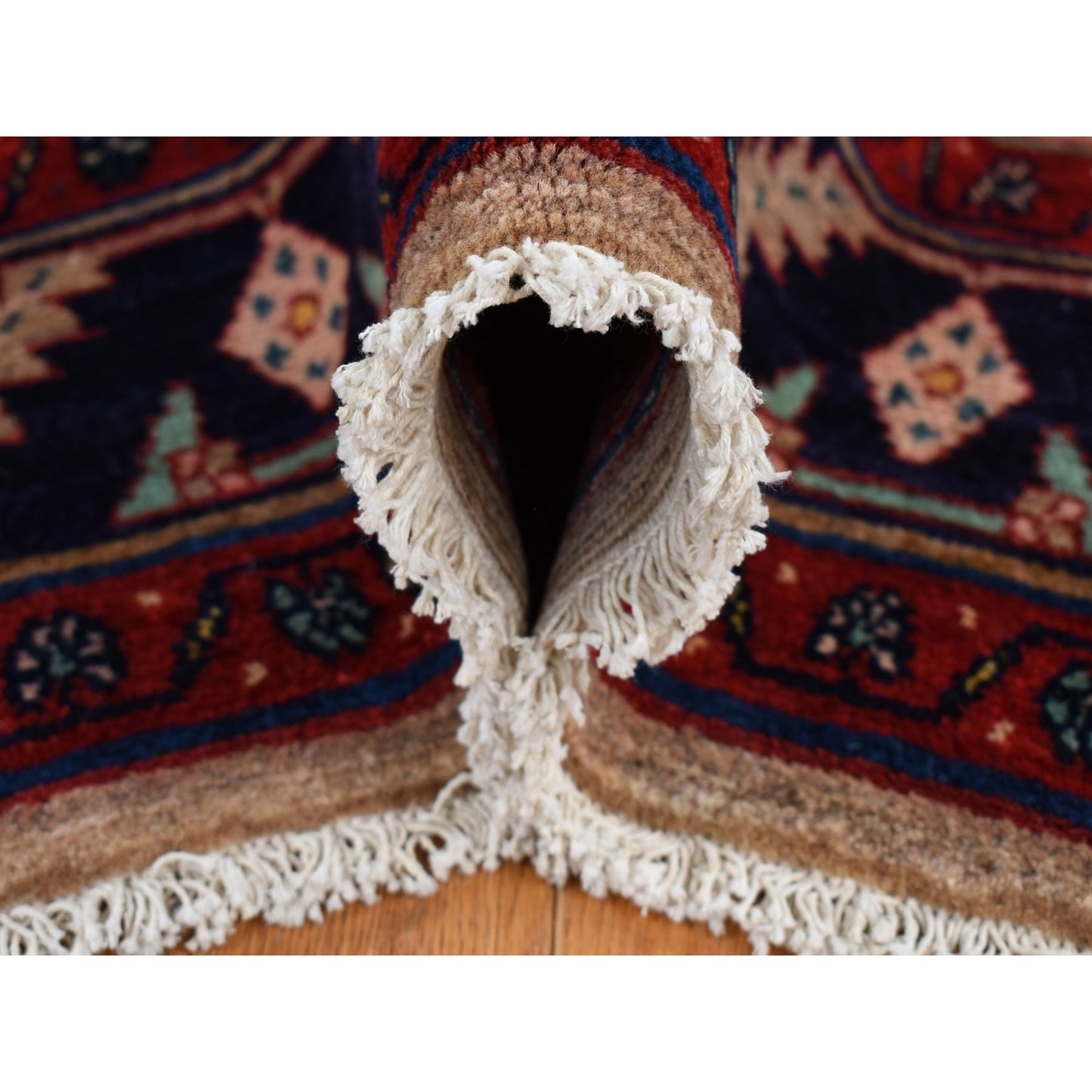 5'1"X9'7" Red New Zoroastrian Pure Wool Hand Knotted Rug