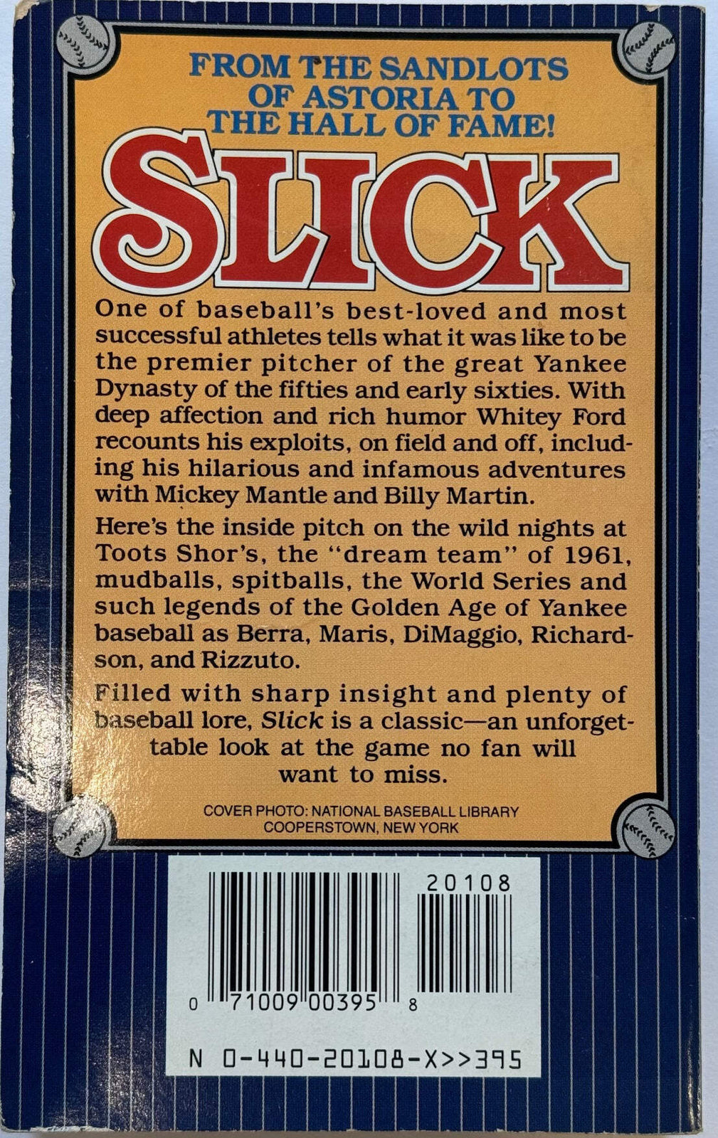 Whitey Ford Autographed Book "Slick" (Jsa)
