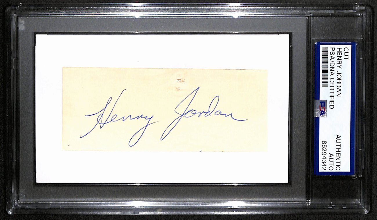 Henry Jordan Hof Signed/Auto Cut On 3X5 Card