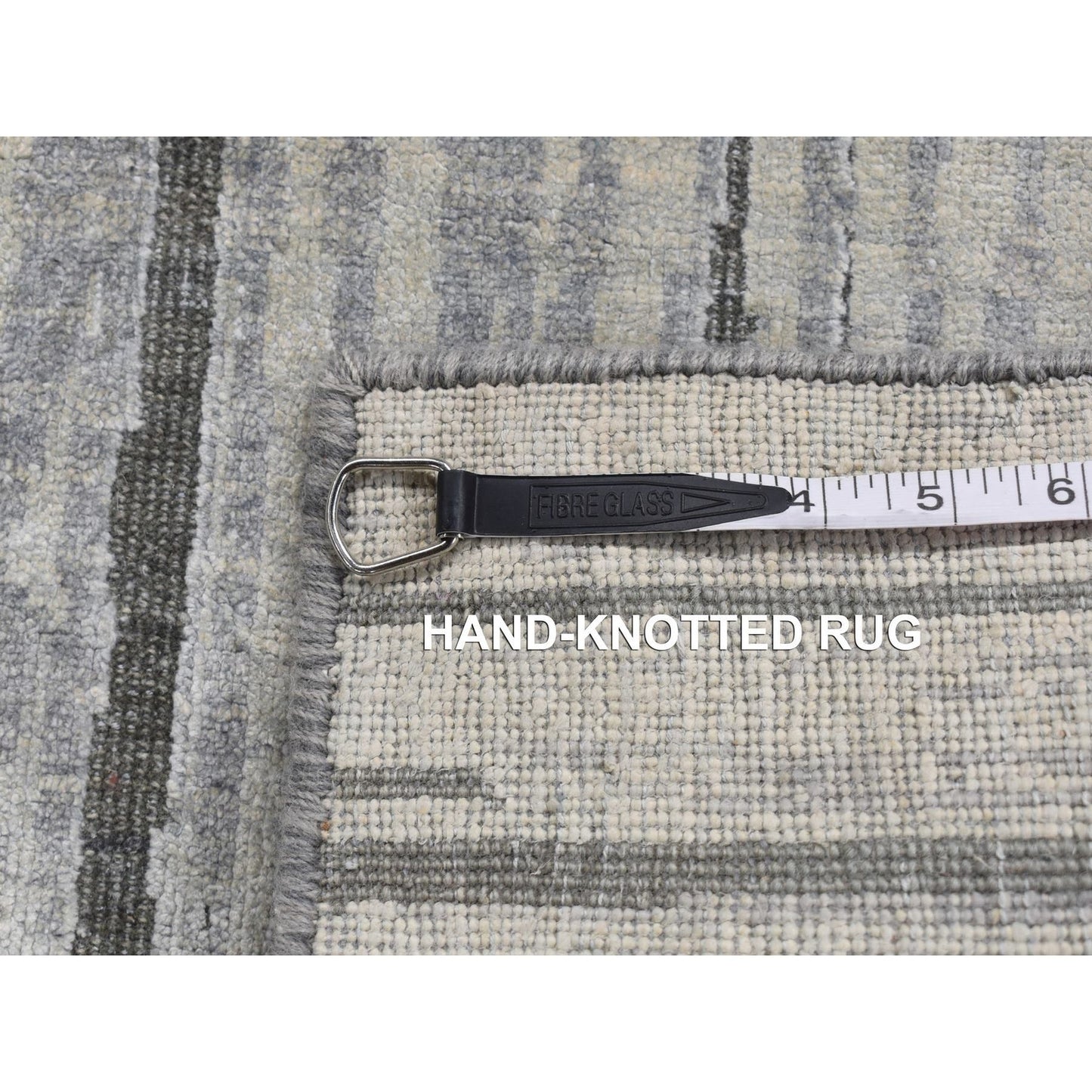 3'X9' Ash Gray Horizontal Ombre Design Pure Silk Hand Knotted Runner Rug