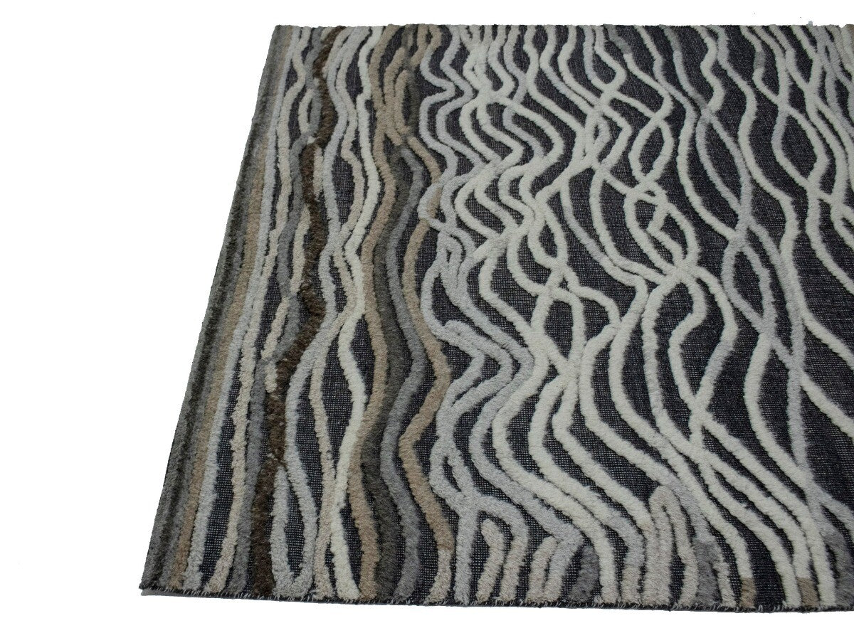 Handmade Modern Area Rug High-Low Relief Waves