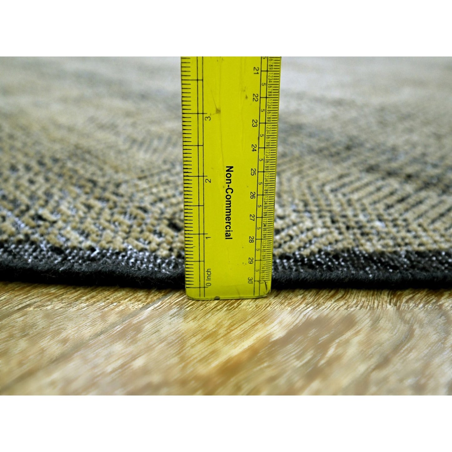 10'X10' Brown Pure Wool Rug Hand Knotted Distressed Grass Design Round