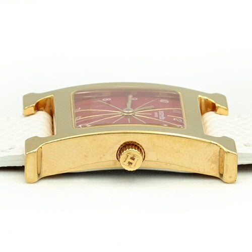 Hermes H Watch Hh1.201 Gp Red Dial Quartz