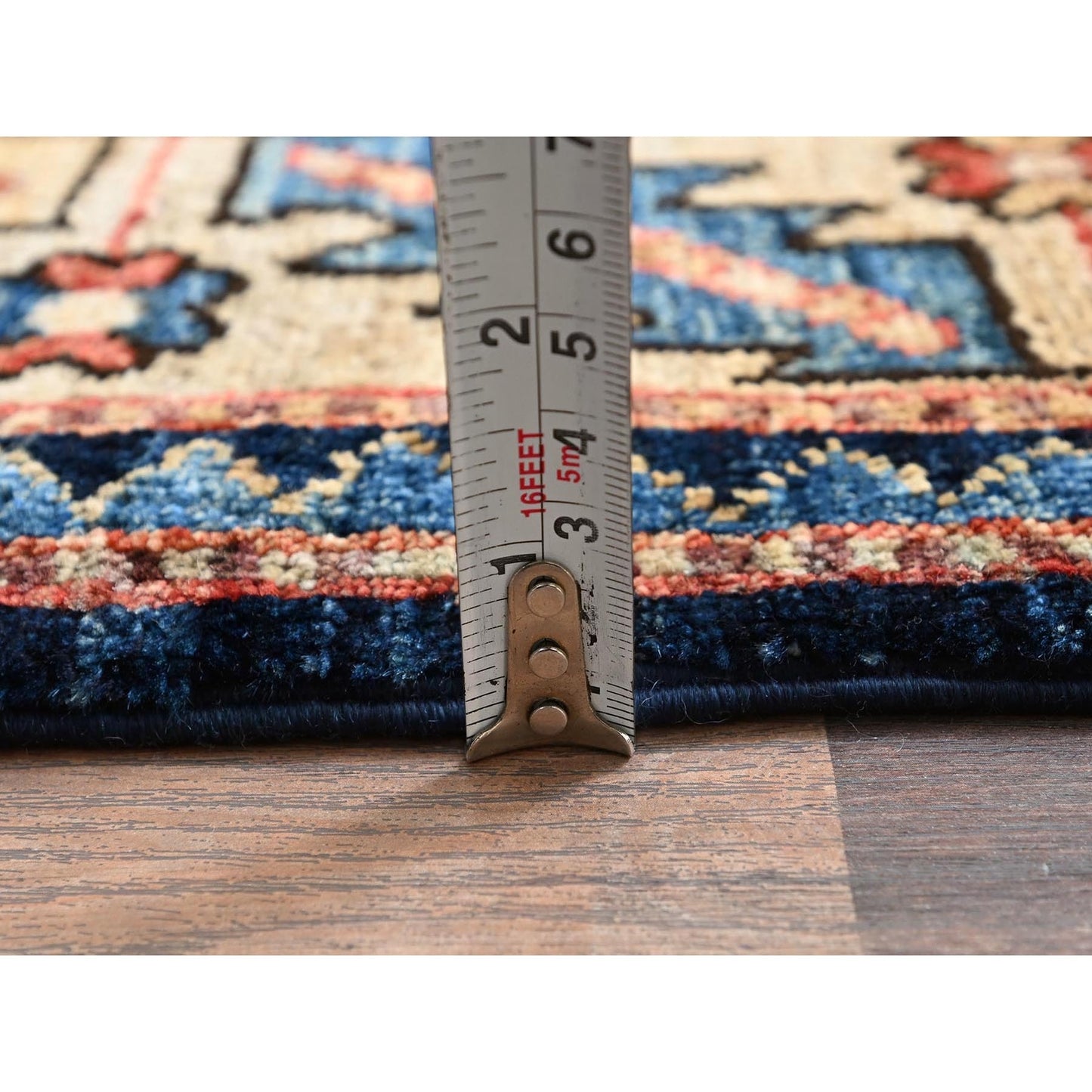 4'X9'9" Midnight Blue Large Paisley Design Wool Hand Knotted Runner Rug