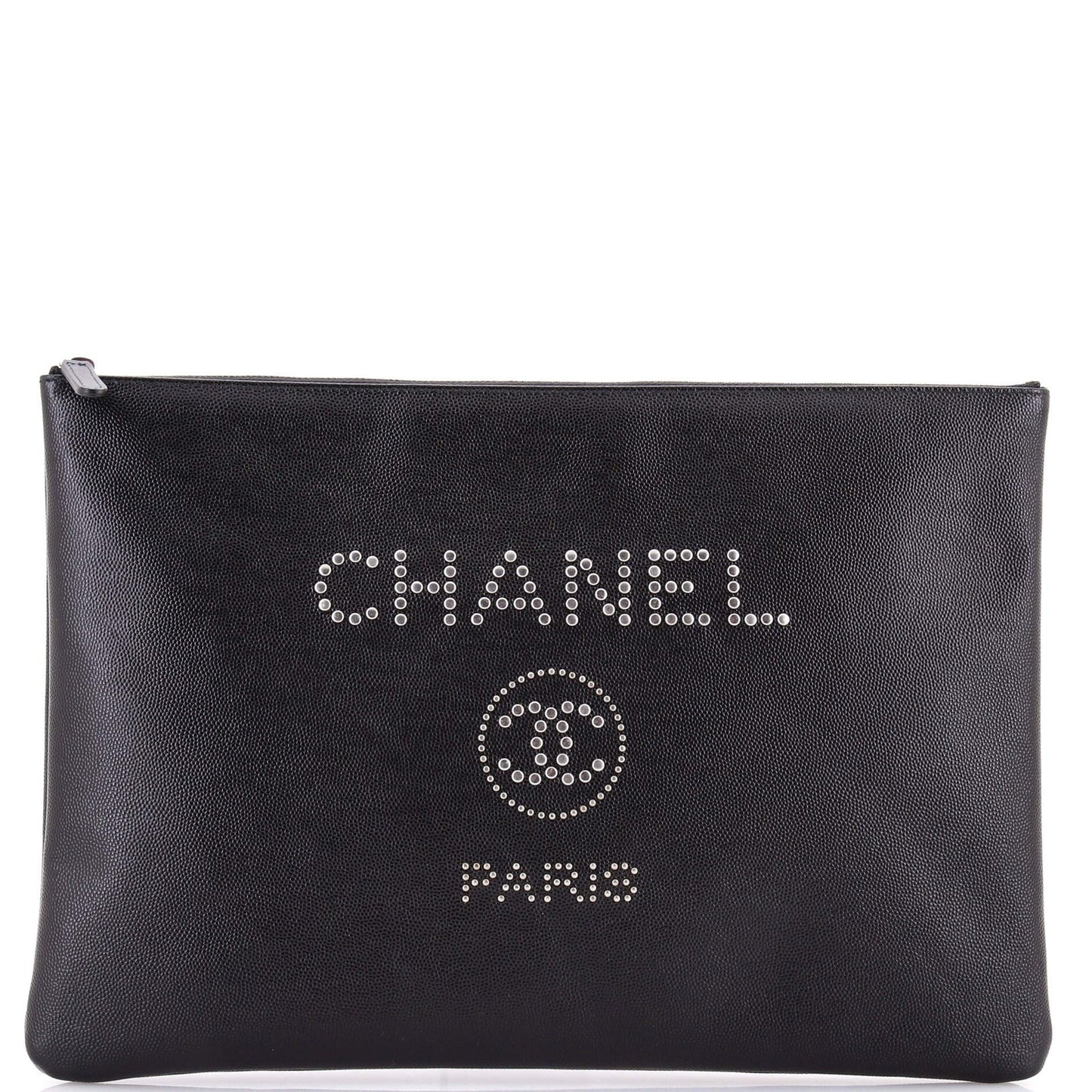 Chanel Deauville Pouch Studded Caviar Large