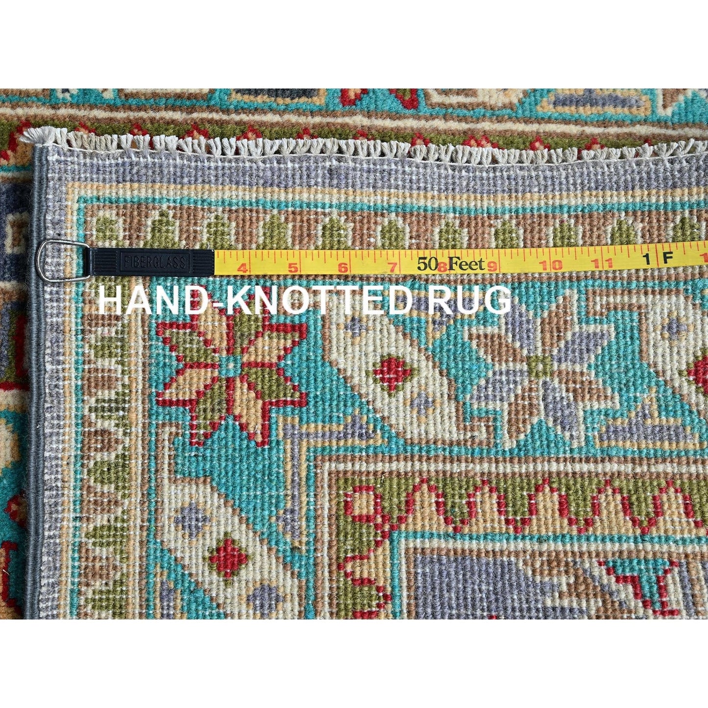 2'8"X4' Purple Kazak Geometric Design Hand Knotted Soft Wool Sample Rug