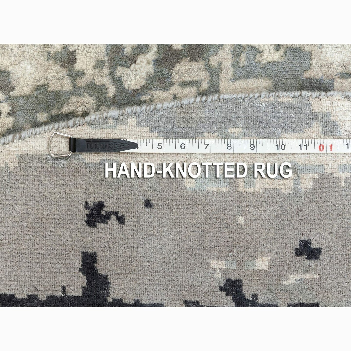 8'3"X8'3" Abstract Design Wool & Silk Hi-Low Pile Hand Knotted Round Rug