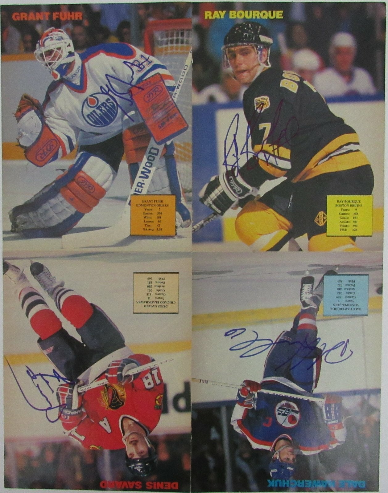 Gretzky, Lemieux + 4 Hofers Multi-Signed Poster Insert (Signed By 6) Beckett